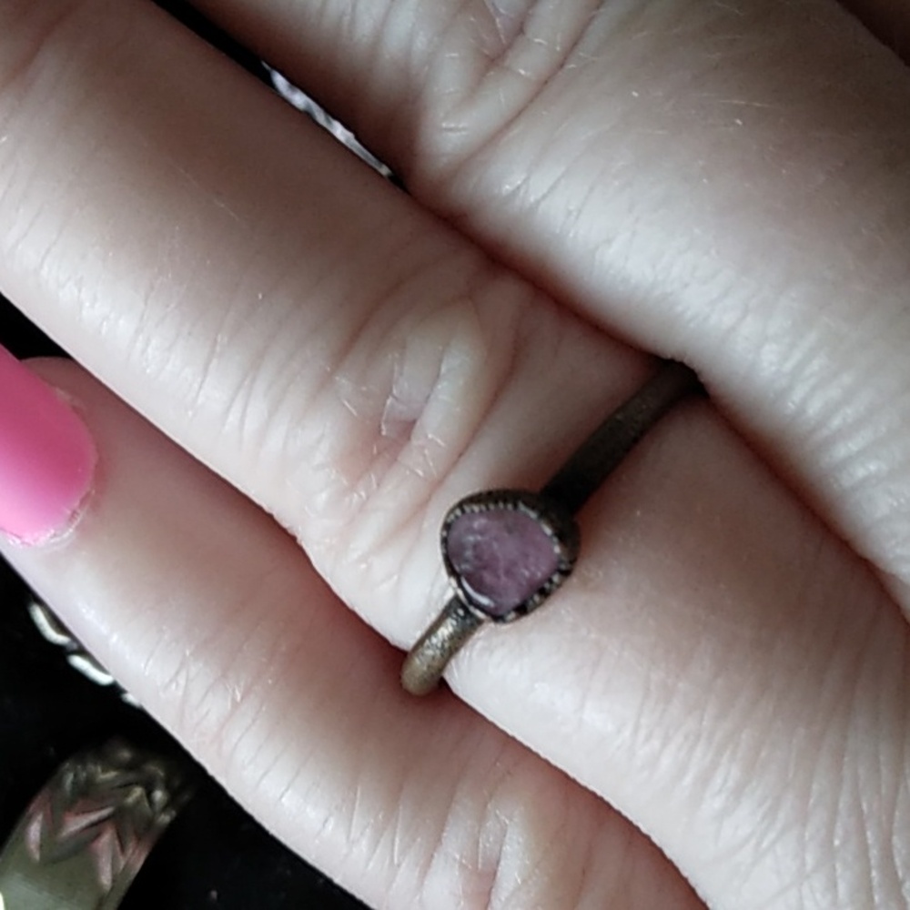 Handmade Pink Tourmaline Copper Size 6 Ring